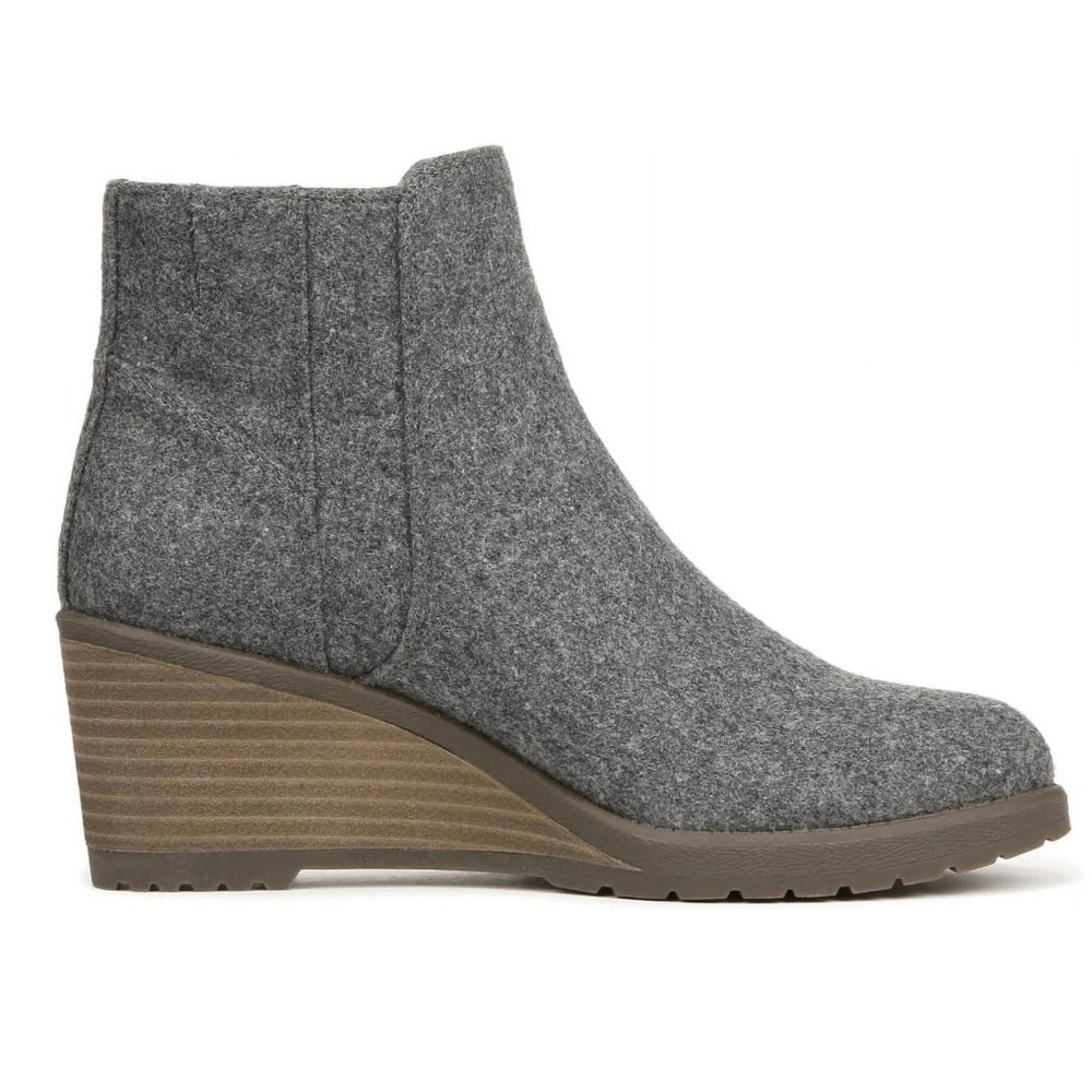 Dr Scholls Womens Chloe Faux Suede Zipper Wedge Boots Gray10m worn once